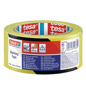 PVC-waarschuwingstape 33m x 50mm, geel en zwart Tesa 60760