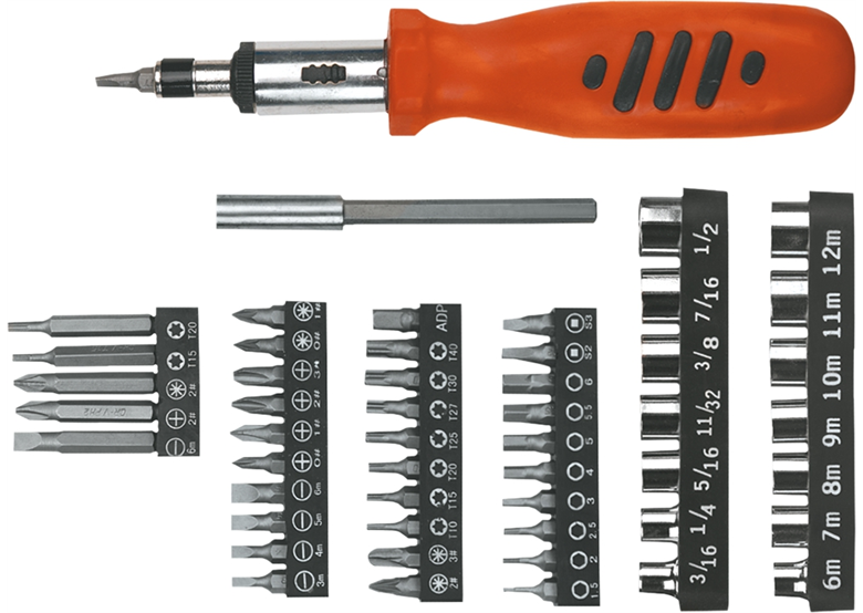 Schroefbits met houder, set 52st. Top Tools 39D357