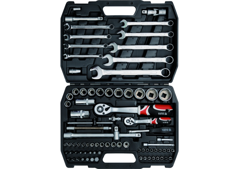 Doppen/bittenset in koffer 1/2"-1/4" + steekringsleutelset, 82-delig Yato YT-1269