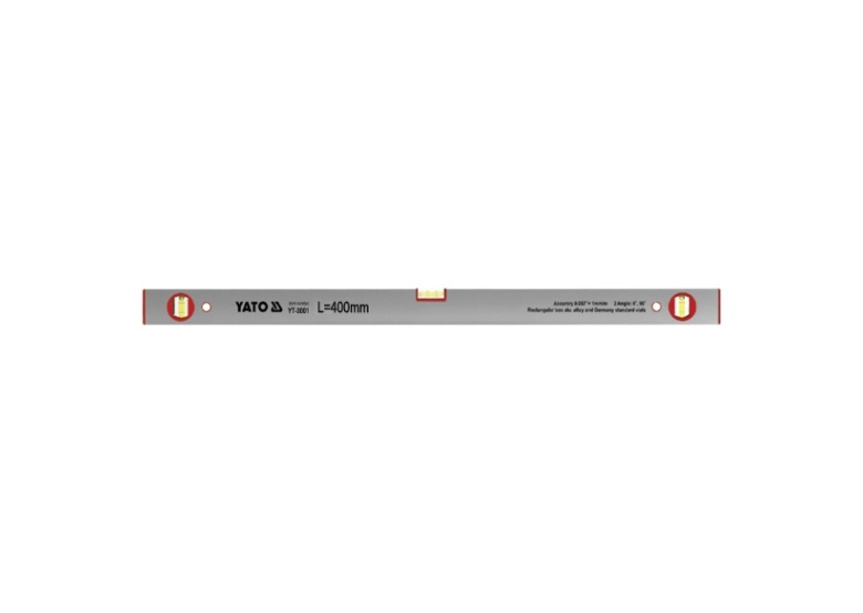 Aluminium waterpas 400 mm. 3 libellen (2 verticaal) Yato YT-3001