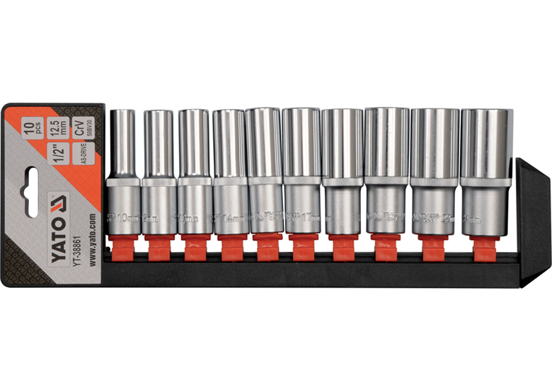 Doppenset lang 1/2", 10-delig Yato YT-38861