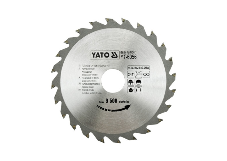 Hardmetaal cirkelzaagblad  160 x 24 x 30 mm Yato YT-6056