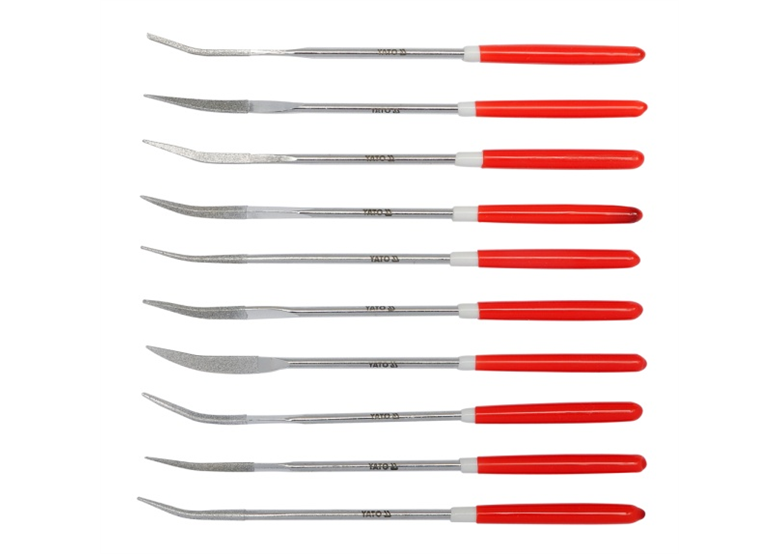 Set van 10 diamant-naaldvijlen 3 x 140 mm met snijvlak van 30 mm Yato YT-6146